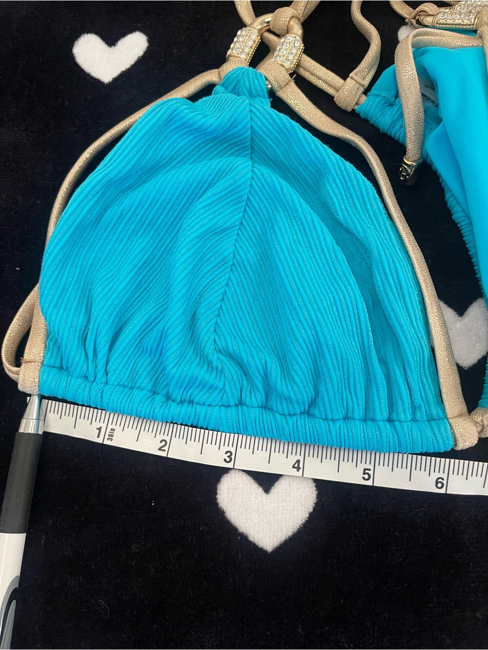 ON RESERVE: Beach Bunny Turquoise Bikini with gold hardware and Straps DD/L se - Picture 11 of 12